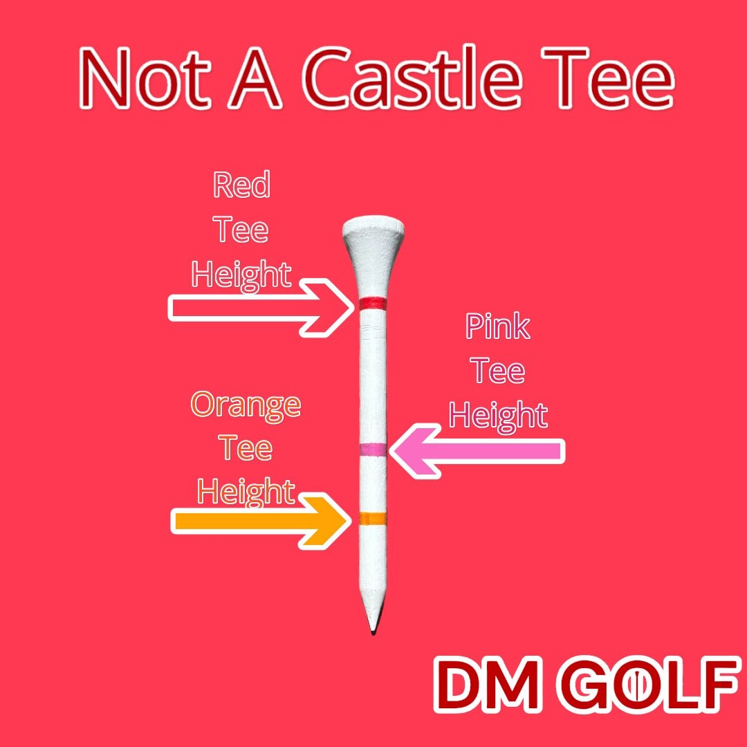 Not A Castle Tee Premium 70mm Bamboo Golf Tee With Orange, Pink & Red Castle Height Indicators - DM Golf