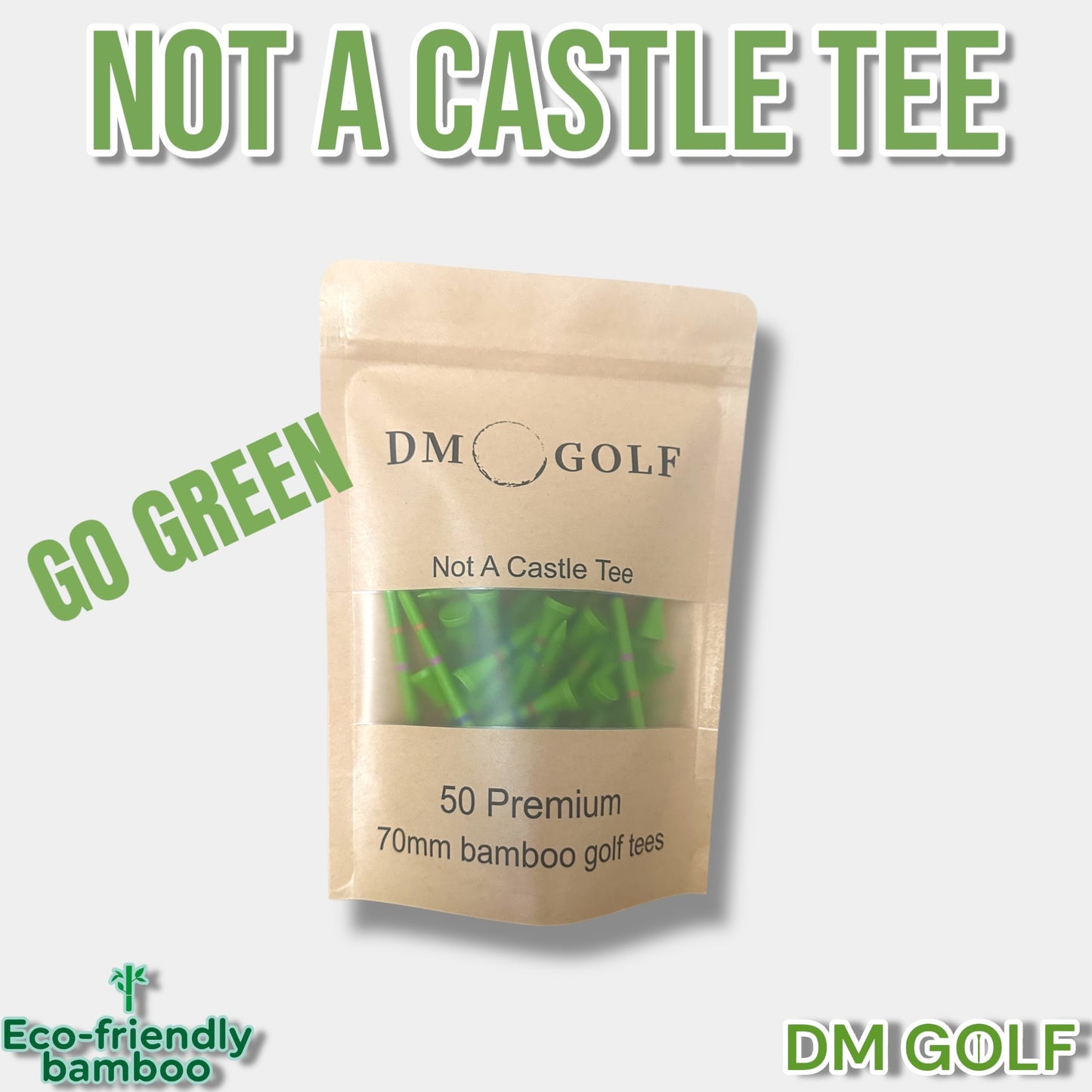 Not A Six Pack - Mixed Bundle - Not A Castle Tee - Premium 70mm Bamboo Golf Tee With Orange, Pink, Blue & Red Castle Height Indicators - 250 Tees - DM Golf