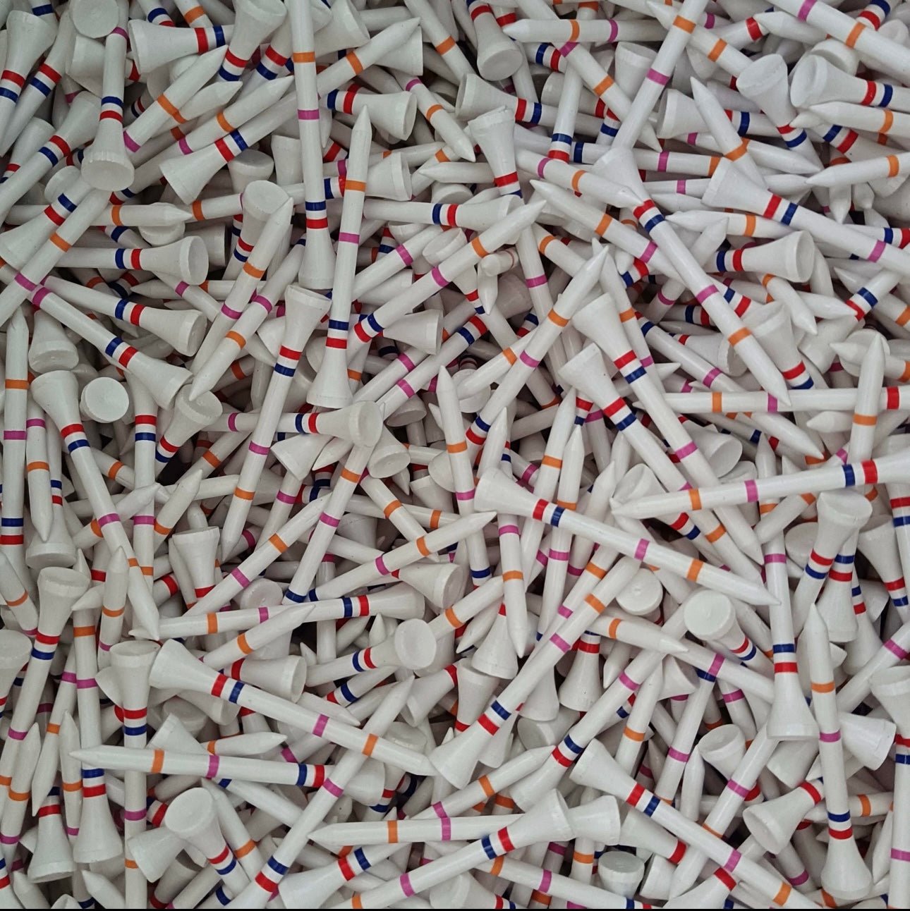 Not A Castle - Tee Premium 70mm Bamboo Golf Tee With Orange, Pink, Blue & Red Castle Height Indicators - DM Golf