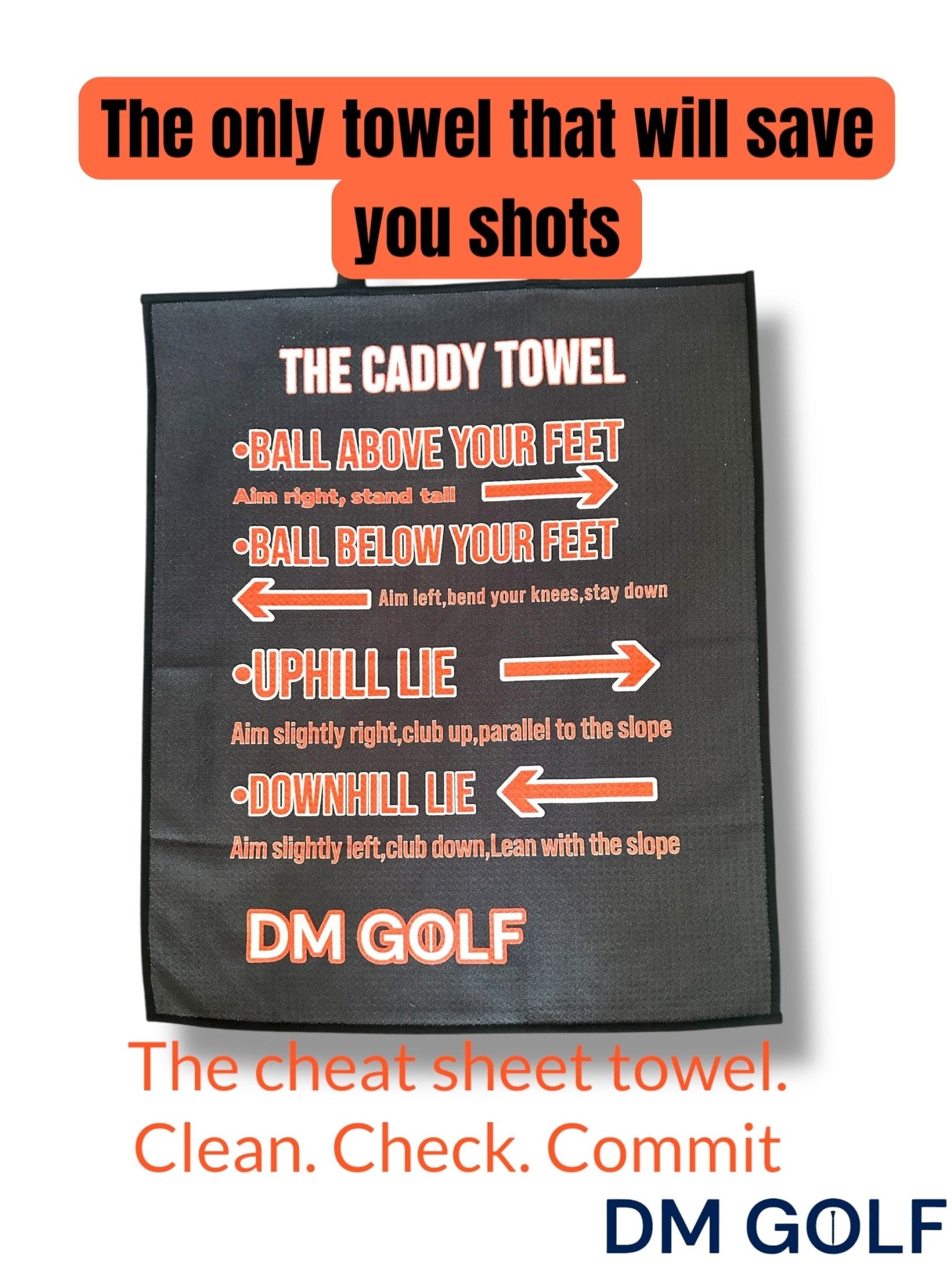 The Caddy Towel - Part towel. Part cheat sheet. Fully essential.Premium waffle microfiber – Not your average rag. - DM Golf