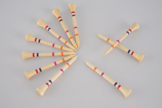 Send Nudes - Not A Castle Tee - Premium 70mm Bamboo Golf Tee With Orange, Pink, Blue & Red Castle Height Indicators - 30 pack - DM Golf